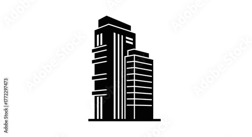 Modern skyscraper building with transparent background