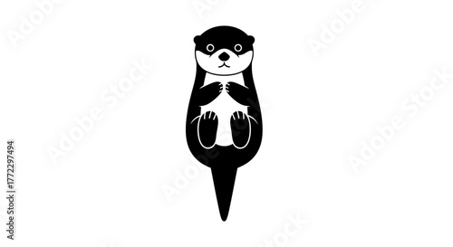 Otter animal portrait with transparent background