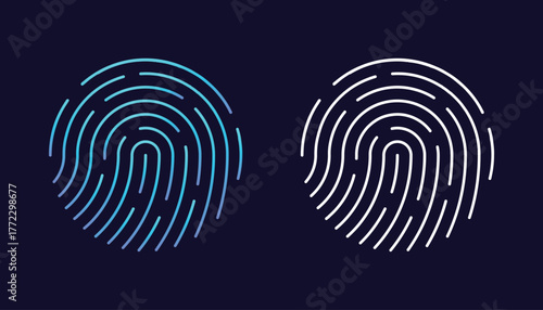 Fingerprint Vector Icon Set – Biometric Security, Digital Identity Verification, Cyber Technology Access, Privacy Protection, and Authentication Concept Illustration Design