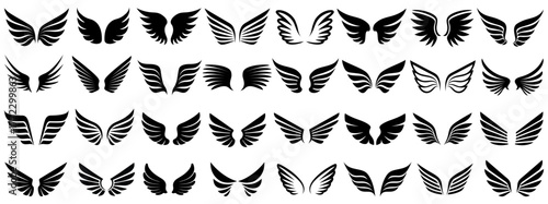 set vector wings icon collections. angelic wings logo birds wings symbol eagle wings sign design illustration