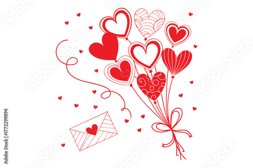 Red romantic heart floral vector design for Valentine’s Day cards, wedding invitations, or love-themed prints.