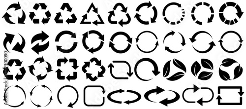 set vector Recycle arrow icon collections. circular arrows symbol refresh, reuse, repeat sign design illustration