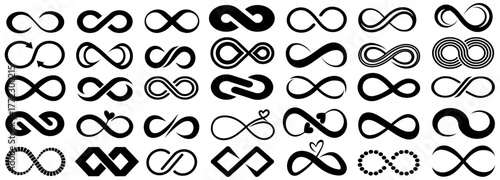 set vector infinity icon collections. unlimited logo, infinite loop symbol, eternity sign design illustration