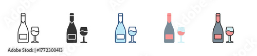 Wine Icon Set Multiple Style Collection
