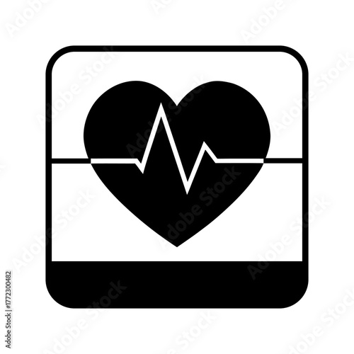 Healthcare ECG line heart pulse symbol clean white background.