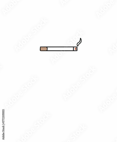 The image above features a minimalist illustration of a lit cigarette, with a glowing red tip and a gentle wisp of smoke curling gracefully into the air Its simple yet powerful design