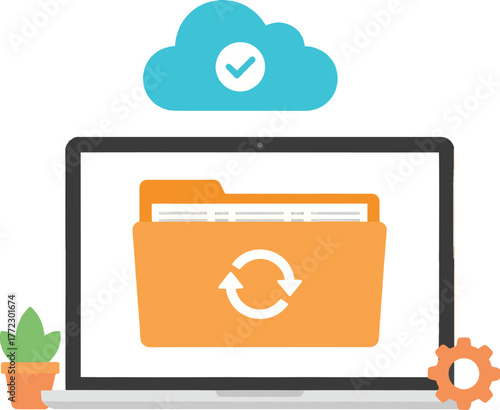 Cloud Data Backup and Synchronization on Laptop | Digital File Storage and Transfer