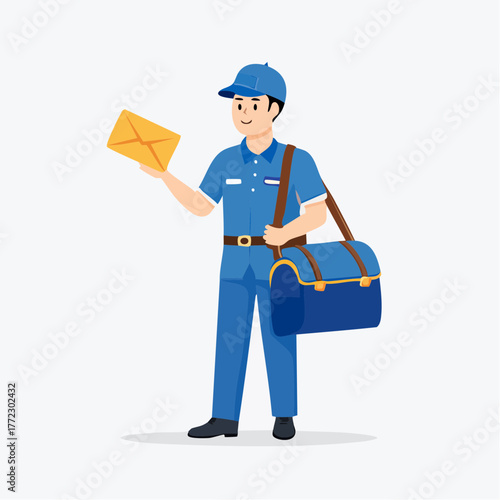 Mail Carrier with Mailbag and Letter - AI Generated