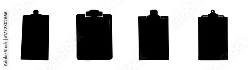 Four different clipboard designs isolated on white background