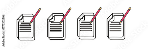 Document & Pencil Symbol Pack – Outline and Solid Icons, Writing, Editing & Signing Document Icons – Dual Style Pack.