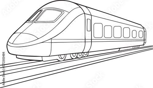 Bullet train design line art illustration for travel transportation and technology themed artwork