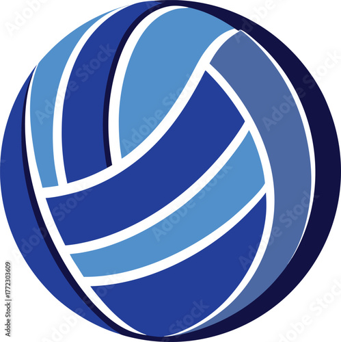 3D silhouette vector of volleyball with bold stripe highlights for sports and game design.