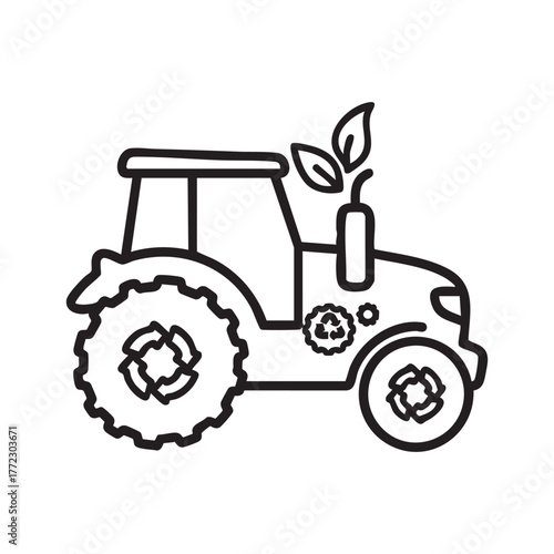 Tractor line drawing eco friendly farm vehicle