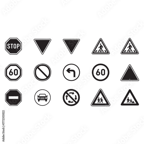 road signs icons vector