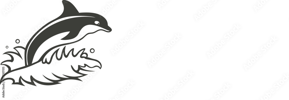 Fototapeta premium Leaping dolphin illustration isolated on white background
