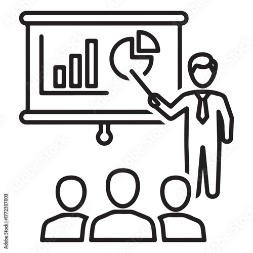 Man with speech bubble icon line art