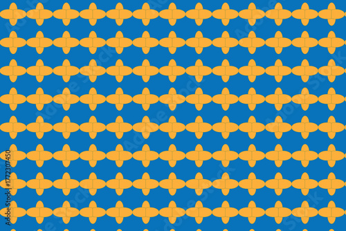 a blue and orange pattern with small squares