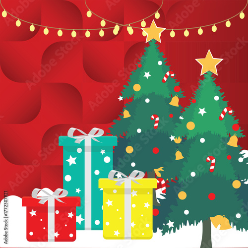 Christmas Anniversary Greeting Card Square Cover Christmas Celebration