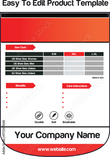 Product Manual Pricing Size Table Vector EPS SVG