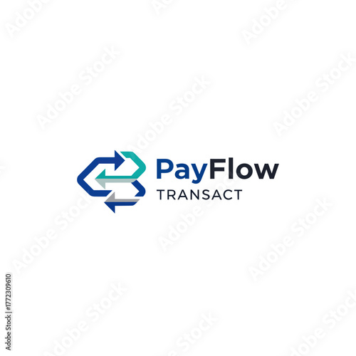 PayFlow Transact Logo with Arrows Symbolizing Financial Flow.