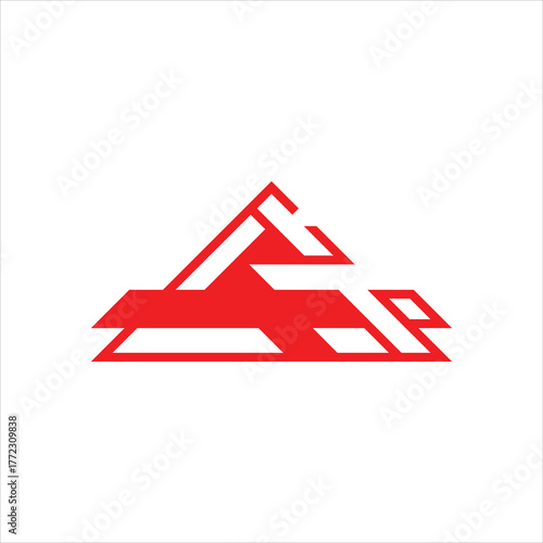 Abstract Red Geometric Mountain Peak Logo | Modern Minimalist Triangle Icon | Corporate Branding Emblem