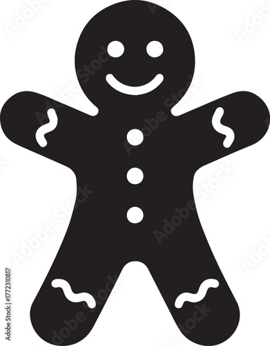 Christmas gingerbread man isolated on white background cartoon illustration