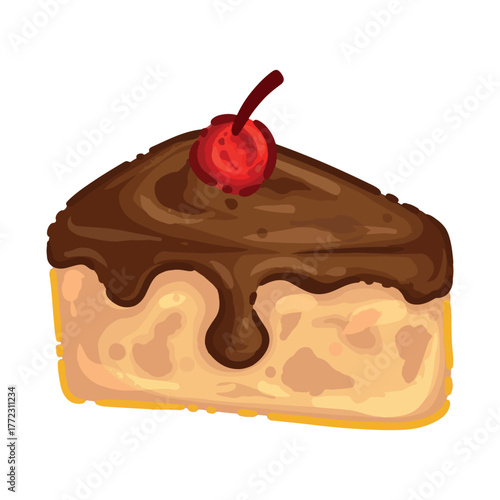 illustration art hand drawn chocolate cheese cake sticker design