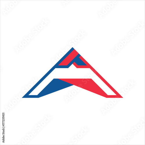 Abstract Red and Blue Geometric A and Arrow Logo | Modern Minimalist Triangle Icon | Corporate Branding Emblem