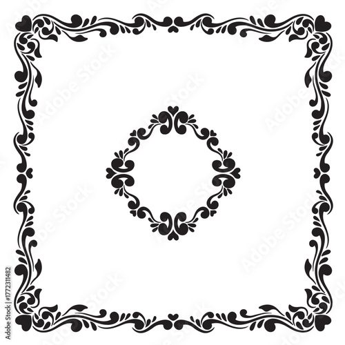 illustration art hand drawn set frame engraving decorate design