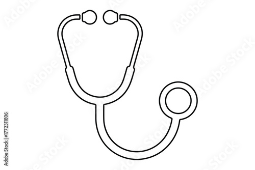 Stethoscope silhouette vector, stethoscope symbol, Doctor stethoscope medical device icon vector