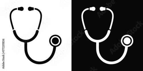 Stethoscope silhouette vector, stethoscope symbol, Doctor stethoscope medical device icon vector