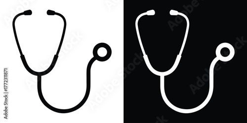 Stethoscope silhouette vector, stethoscope symbol, Doctor stethoscope medical device icon vector