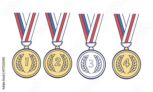  Luxury Award Medals – Golden Vector Collection Awards on White Background, easily editable..