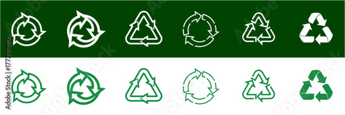 Set the restoration icon design with a triangular arrow, vector template