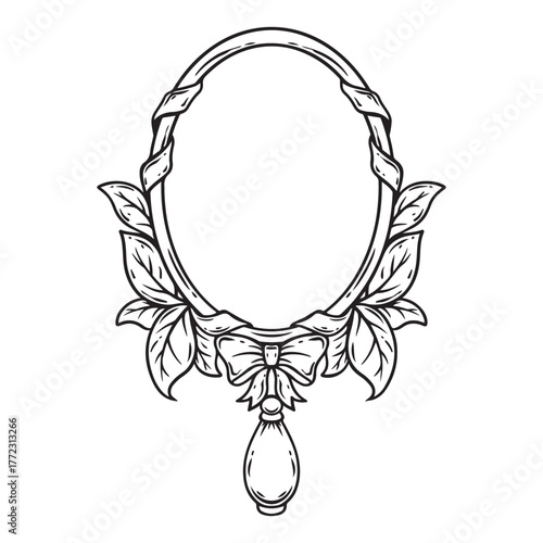 illustration art black and white hand drawn mirror tattoo and t-shirt design