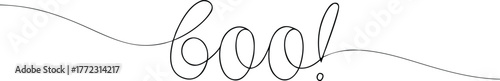 Black cursive word boo with a dot text lettering