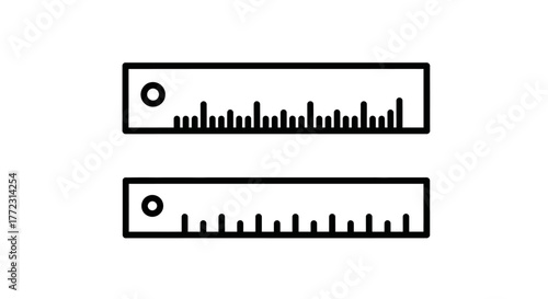 Simple black and white illustration of two rectangular gauges with readings