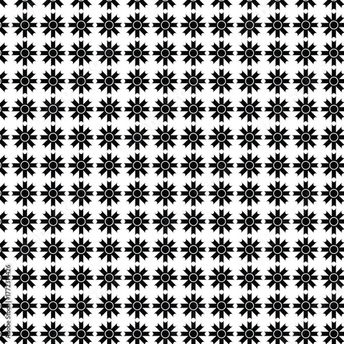 Black floral pattern isolated on white background.