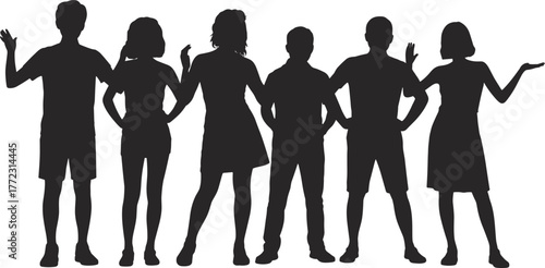 Silhouette couple standing close, man and woman figures, casual lifestyle fashion, love relationship concept, modern vector artwork, creative illustration design