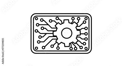 Foto Circuit board with gear illustration a symbol of technology and innovation