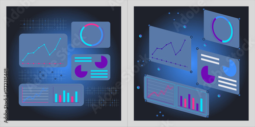 A visually striking neon data dashboard in dark mode, representing futuristic analytics and high-tech data visualization.