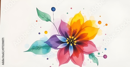abstract wallpaper of watercolor painting of flowers, Generative AI