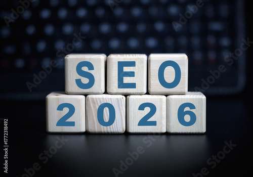 2026 concept - Seo on Wooden cubes