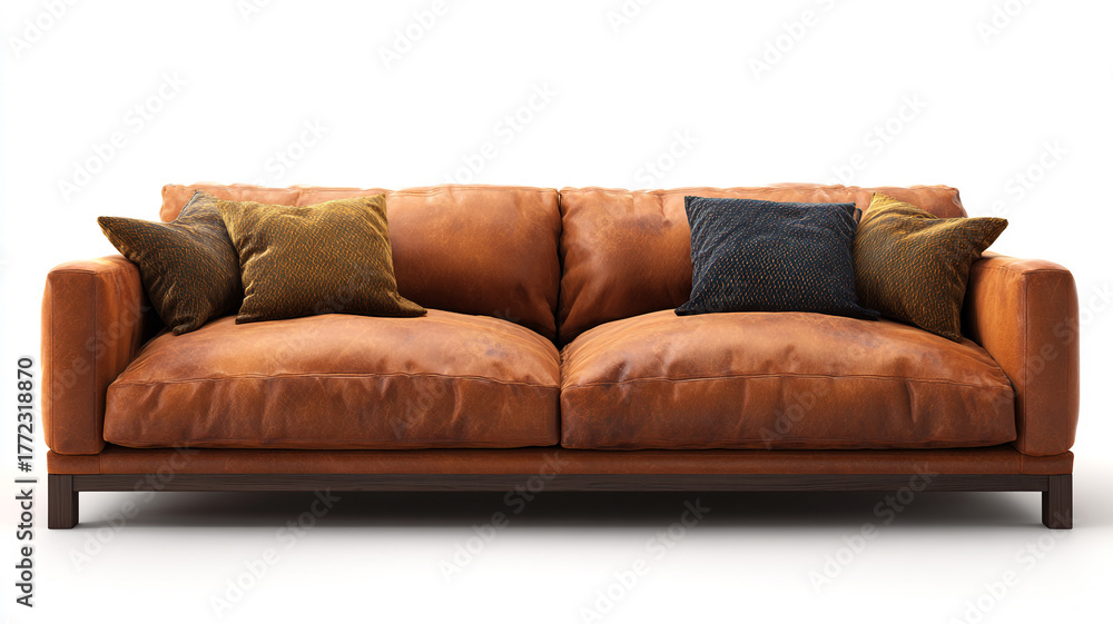 Fototapeta premium Sofa, cozy home design isolated on white background