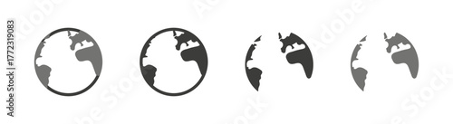 Set of Planet Earth and world icon vector illustration. Map logotype
