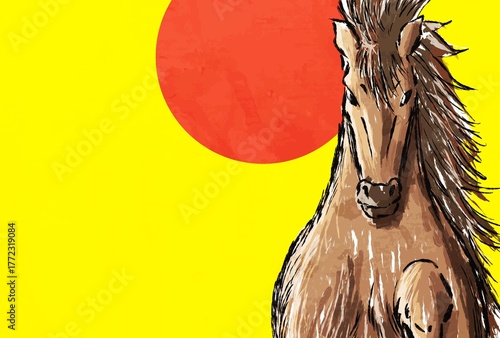 年賀状, 午年, 馬, 午, 謹賀新年, 和風, 和柄, 筆文字, 文字, 手書き, ハッピーニューイヤー