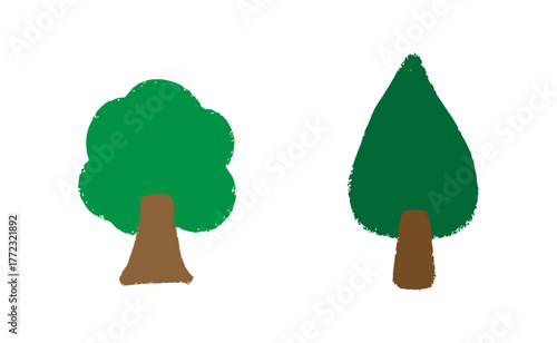 手描きの可愛い木のイラストセット