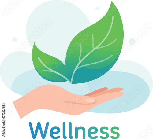 Discover vibrant wellness with natural leaf care in your hands, promote health and balance with this calming, mindful design for your brand