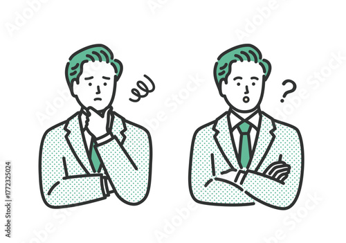 ビジネス 男性の悩みアイコンイラストセット
