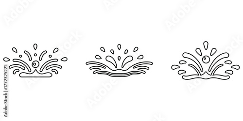 water splash vector line icon, water drop logo shape line icon vector illustration